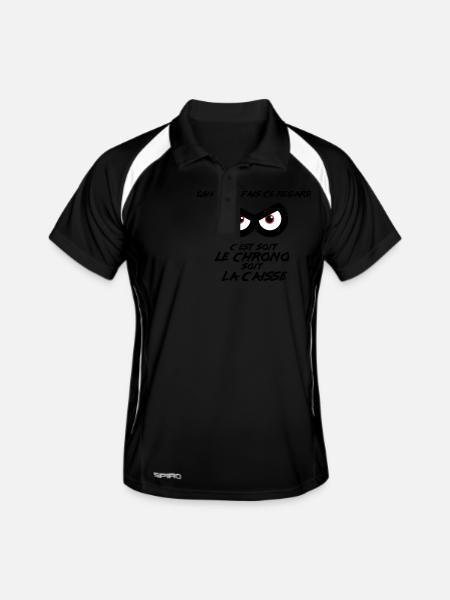 Regard de pilote : Chrono ou Caisse - Polo respirant Homme - noir/blanc - Devant