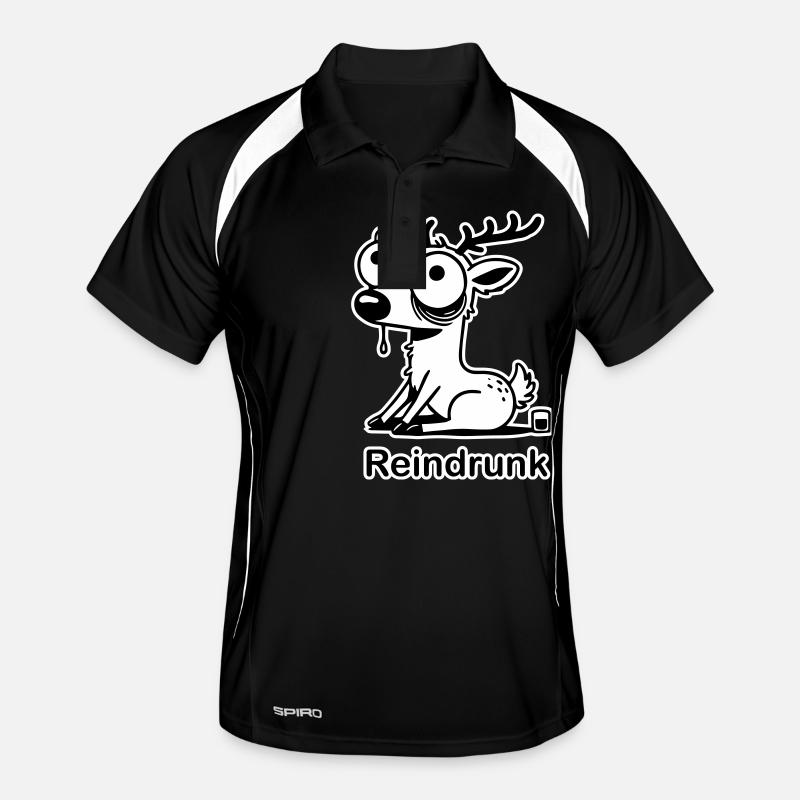 Funny drunk deer - "Reindrunk" Design Men's Polo breathable