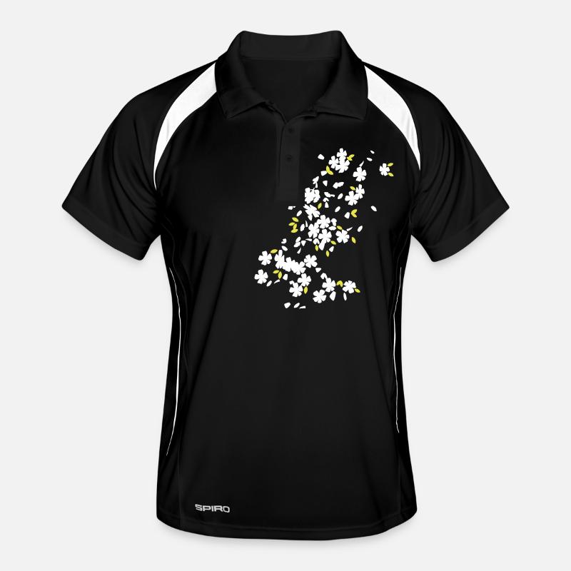 Blütenregen / raining blossoms (2c) - Men's Polo breathable - black/white