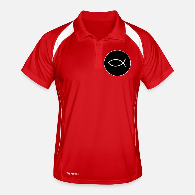 Jesus fish white Ichthys fish fish Men's Polo breathable