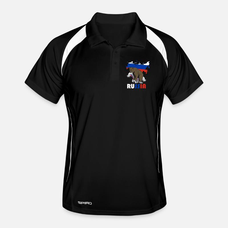 Russie conception de l’ours avec carte et drapeau Polo respirant Homme
