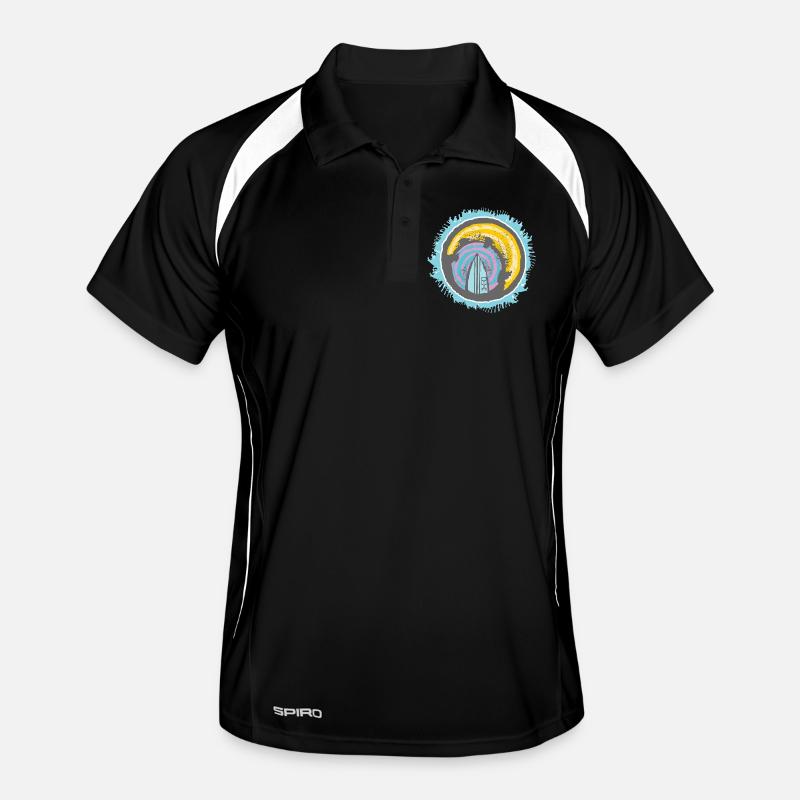 Abstract Surfer Motif on Colored Backdrop Men's Polo breathable