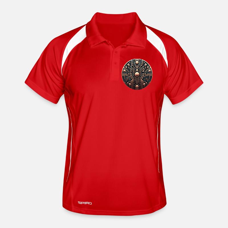 Futuristic Circuit Mandala Logo Men's Polo breathable