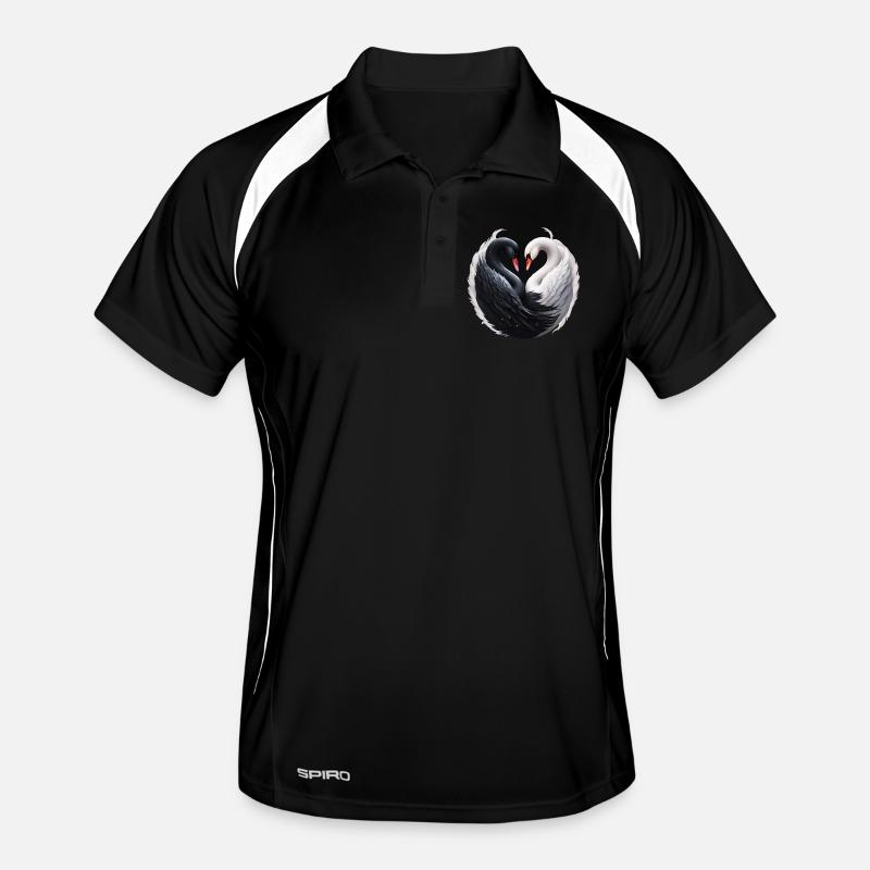 Des cygnes élégants formant un cœur ensemble. Polo respirant Homme