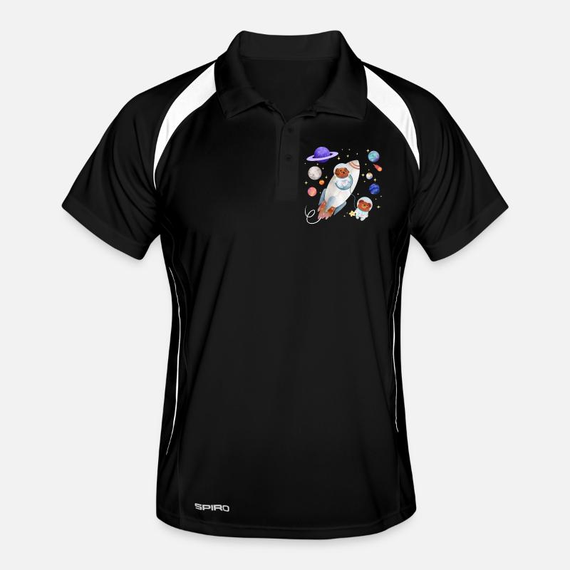 Dog and teddy bear explore space Men's Polo breathable
