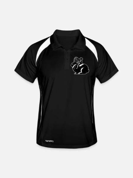 Rabbit Rider (design uniquement - avec contour, 3 couleurs) - Polo respirant Homme - noir/blanc - Devant