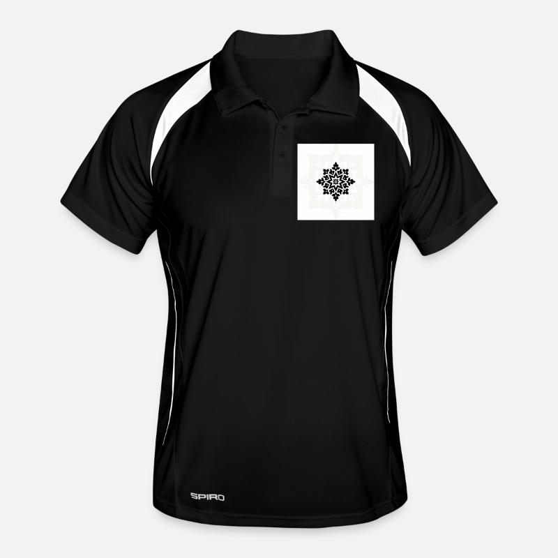 Motif complexe de mandala noir et blanc Polo respirant Homme