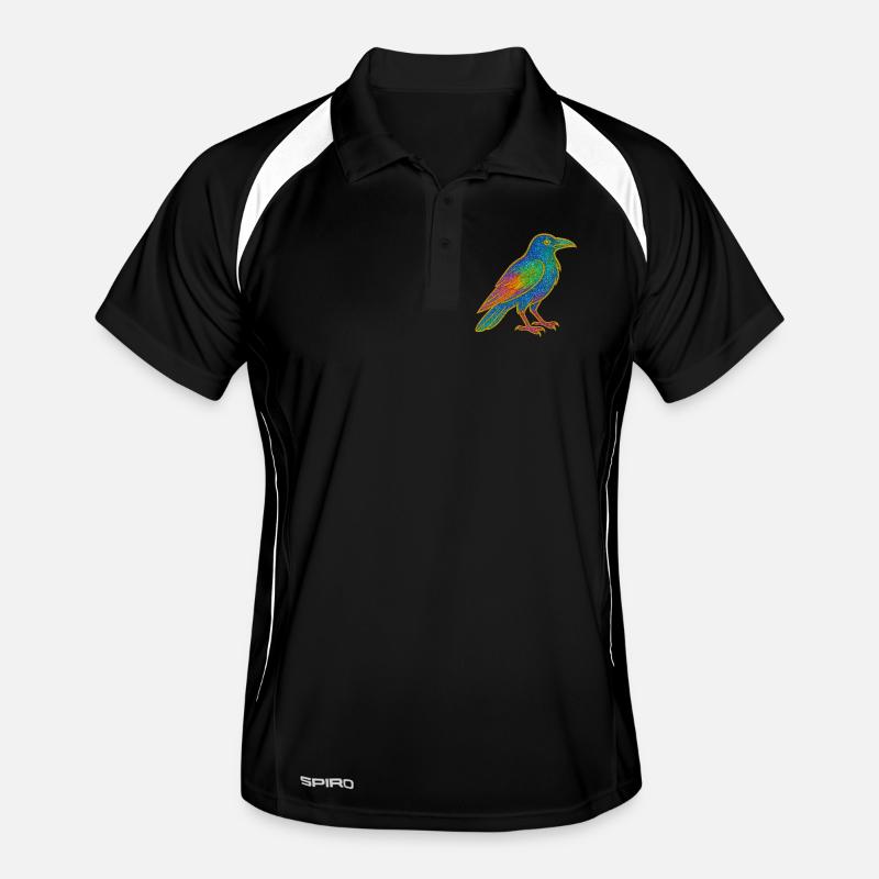Rabe | Krähe | Regenbogen Vogel Glitzer Patch Männer Polo atmungsaktiv