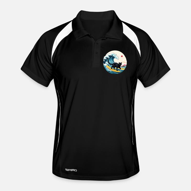 Black Cat Surfing Wave Men's Polo breathable