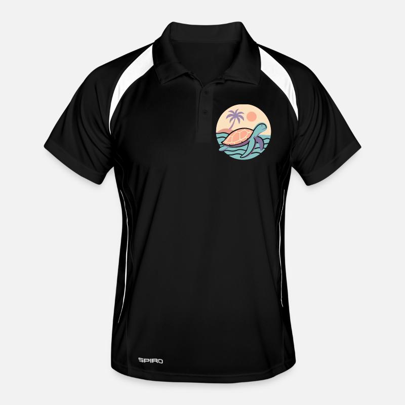 Retro turtle on the beach Men's Polo breathable