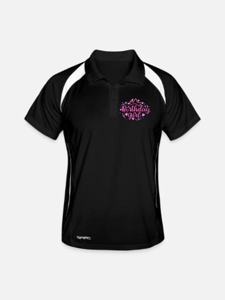 Anniversaire Girlie avec Couronne Coeur Confettis - Polo respirant Homme - noir/blanc - Devant