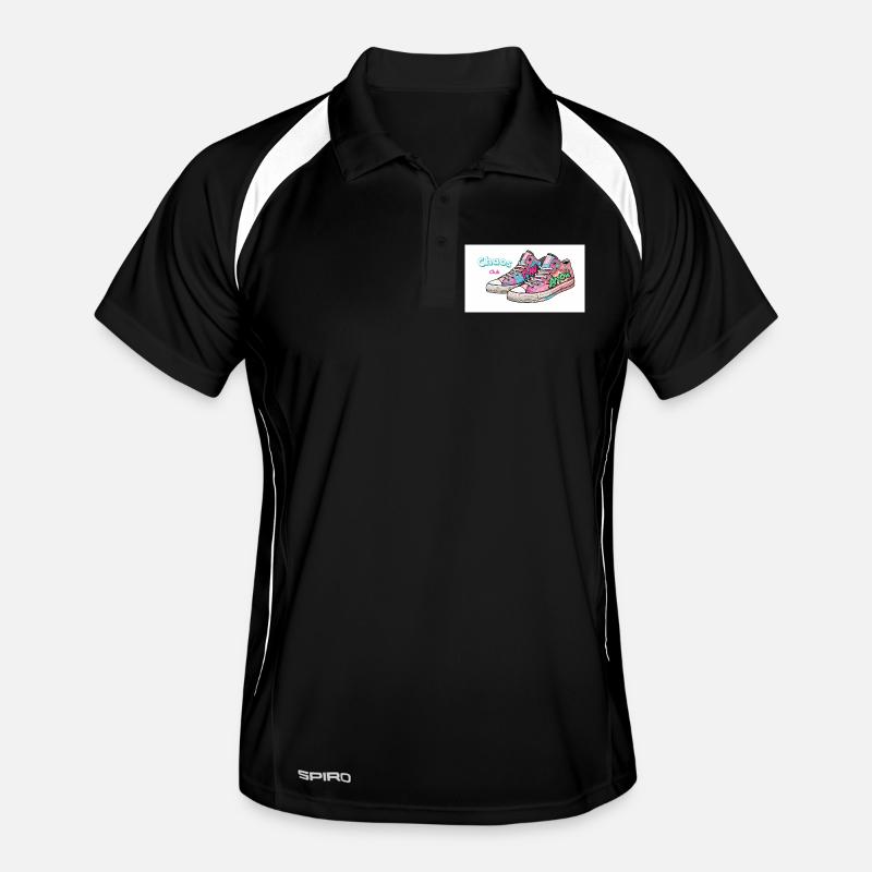 Bunte Sneakers mit Comic-Design - Männer Polo atmungsaktiv - Schwarz/Weiß