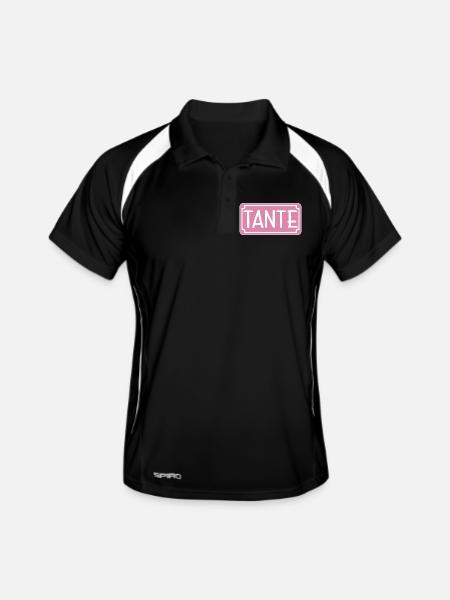 Geschenke für Tante - SCHILD - Männer Polo atmungsaktiv - Schwarz/Weiß - Vorne