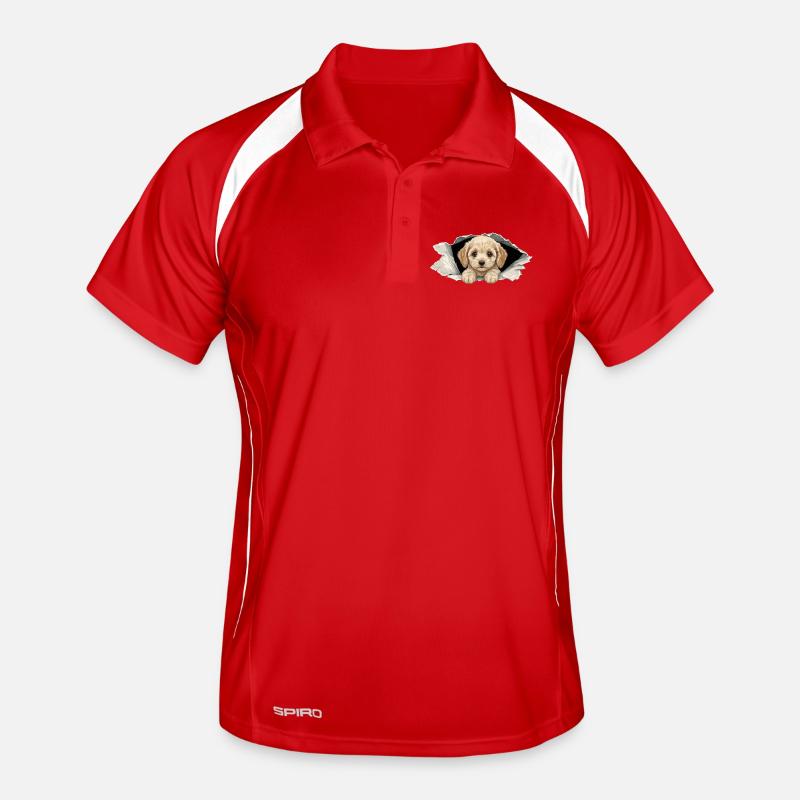 Cockapoo Spieur Mignon, papier déchiré par un Goldendoodle Polo respirant Homme