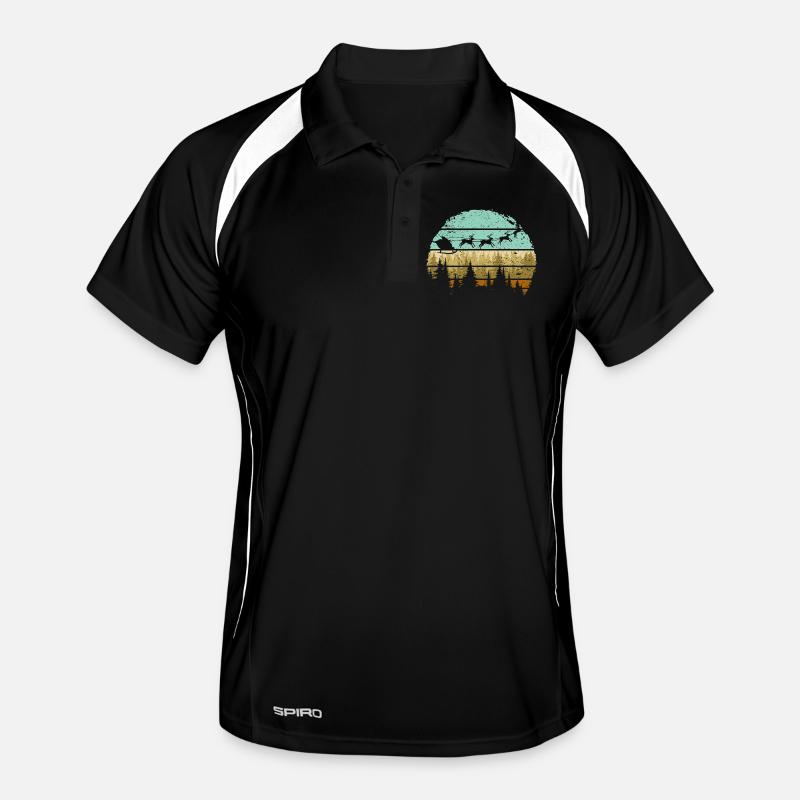 Silhouette de rayures de forêt de cerfs Polo respirant Homme