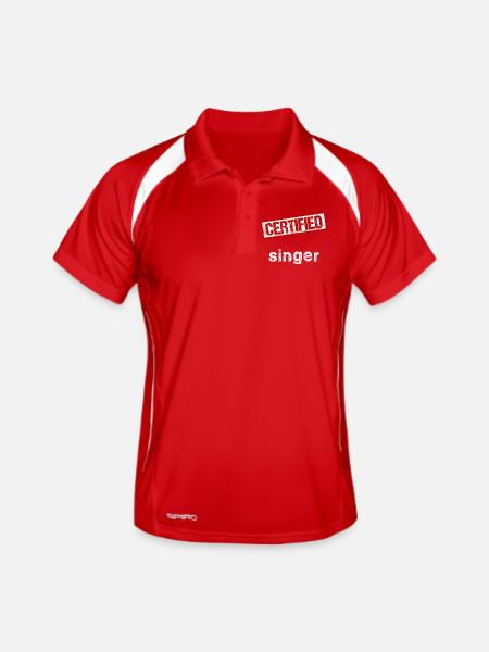 Singer - Men's Polo breathable - red/white - Front