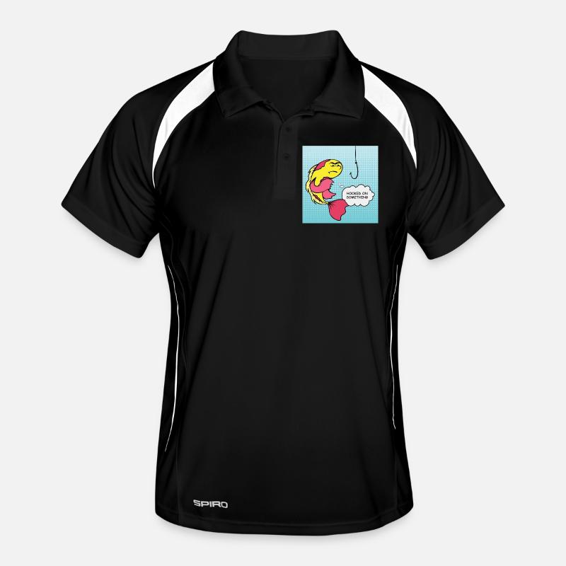 Pop Art Fish Hooked Humor Men's Polo breathable