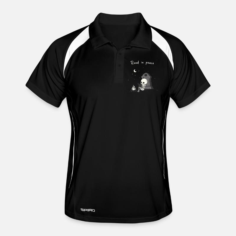 Read in Peace – Skeleton by the Fire Men's Polo breathable