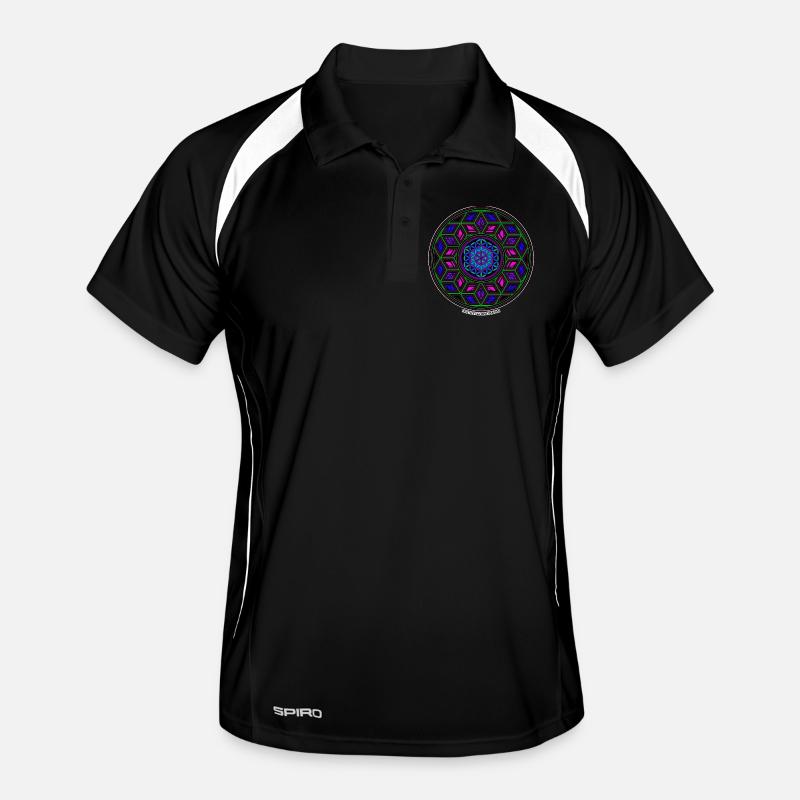 Expérience d’évolution fractale Kaléidoscope Mandala - Polo respirant Homme - noir/blanc