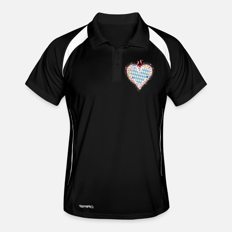Gingerbread heart shape in blue and white Bavarian style Men's Polo breathable