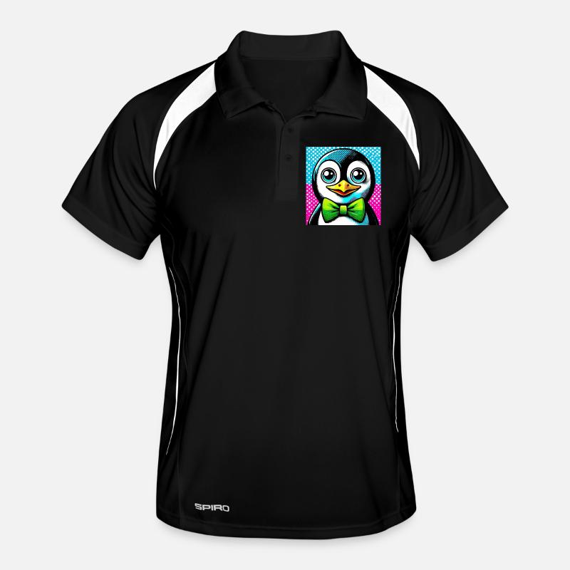 Pinguin mit Fliege Pop Art Männer Polo atmungsaktiv