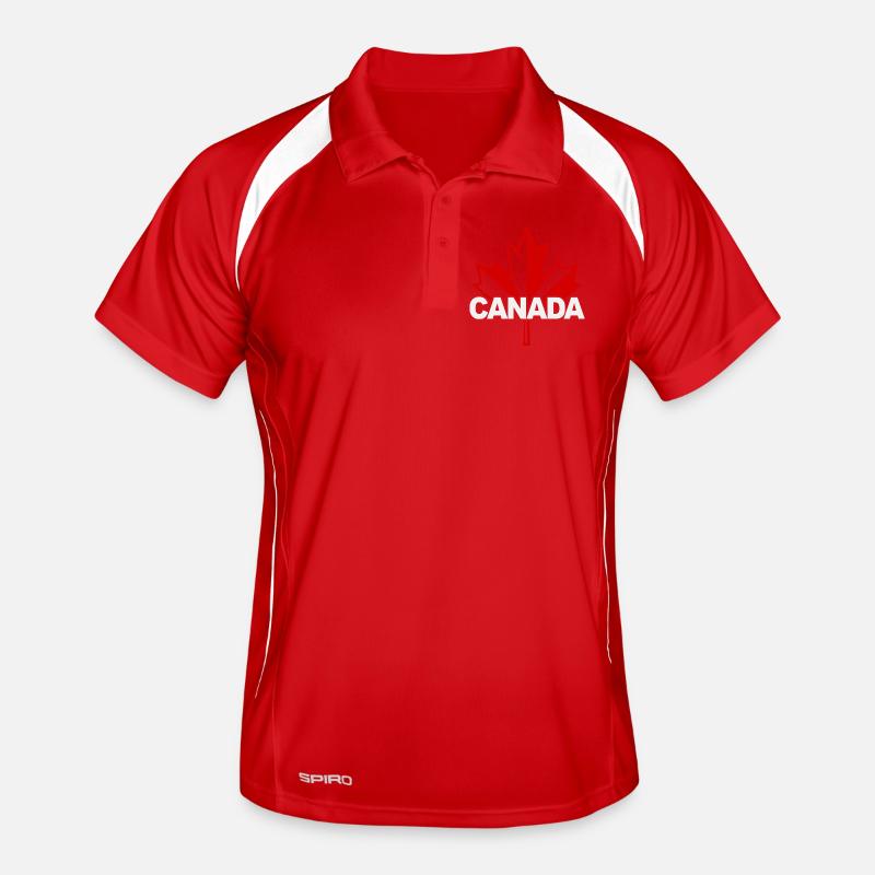 Red Maple Leaf Canada Logo Men's Polo breathable
