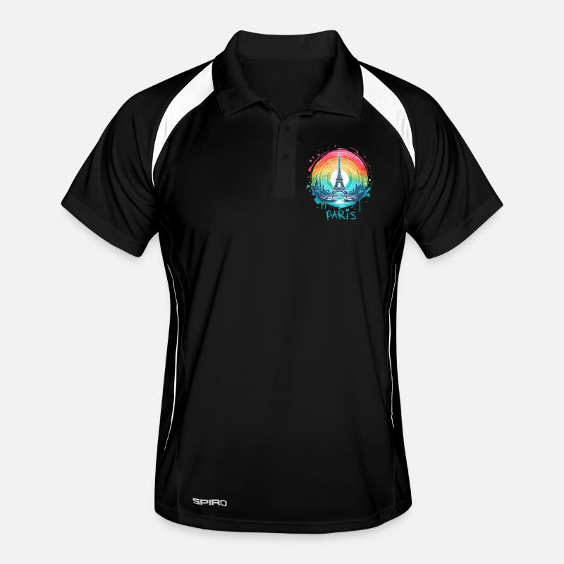Pariser Eiffelturm mit Regenbogen-LGBT-Skyline Männer Polo atmungsaktiv
