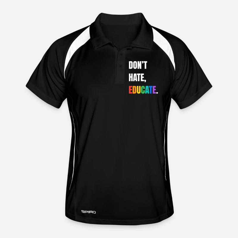 Dont Hate Educate Regenbogen Schrift Männer Polo atmungsaktiv