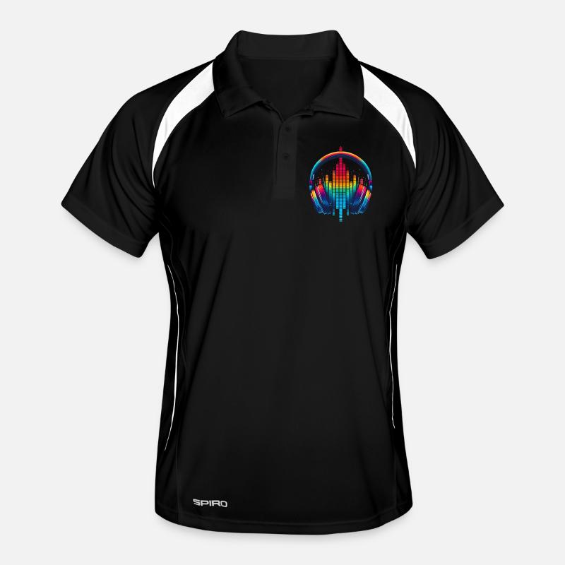 Lebendiger Klang Kopfhörer Regenbogen - Männer Polo atmungsaktiv - Schwarz/Weiß