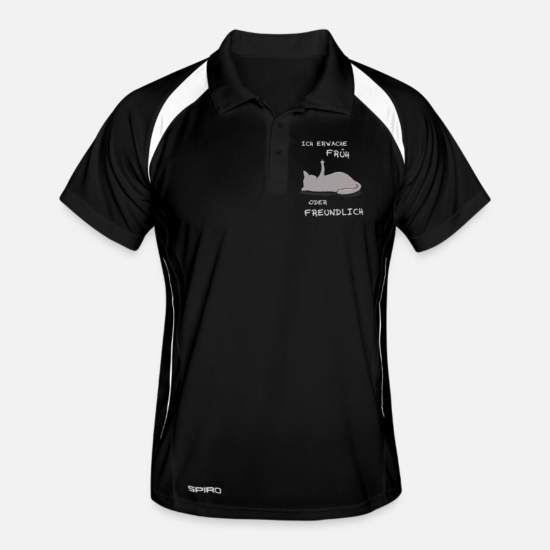 Ich erwache früh oder freundlich - Männer Polo atmungsaktiv - Schwarz/Weiß