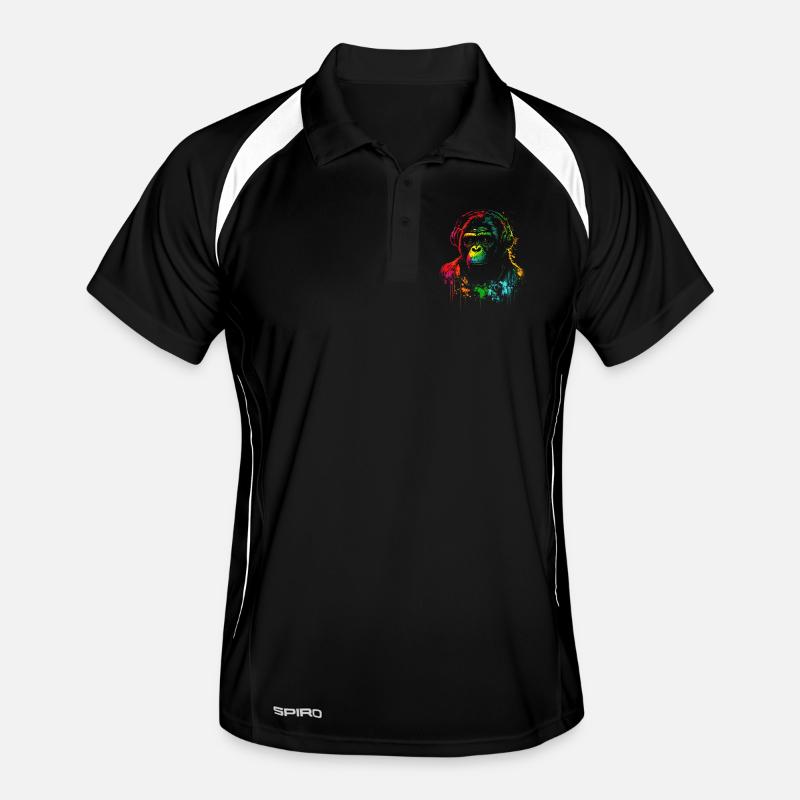 Regenbogen Gorilla Kopfhörer Männer Polo atmungsaktiv