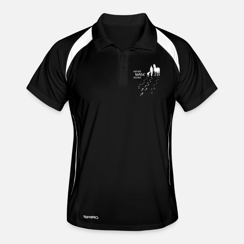 Never walk alone - Hund Pferd Reiter, Backprint Männer Polo atmungsaktiv