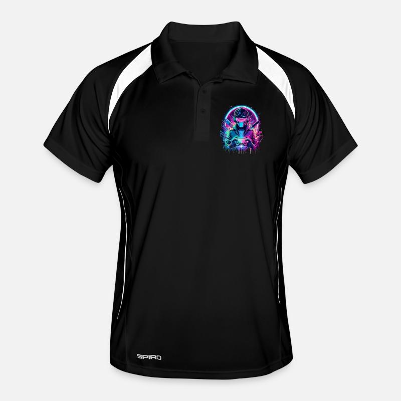 Neon Cyber Controller - Retro Gaming Power Männer Polo atmungsaktiv
