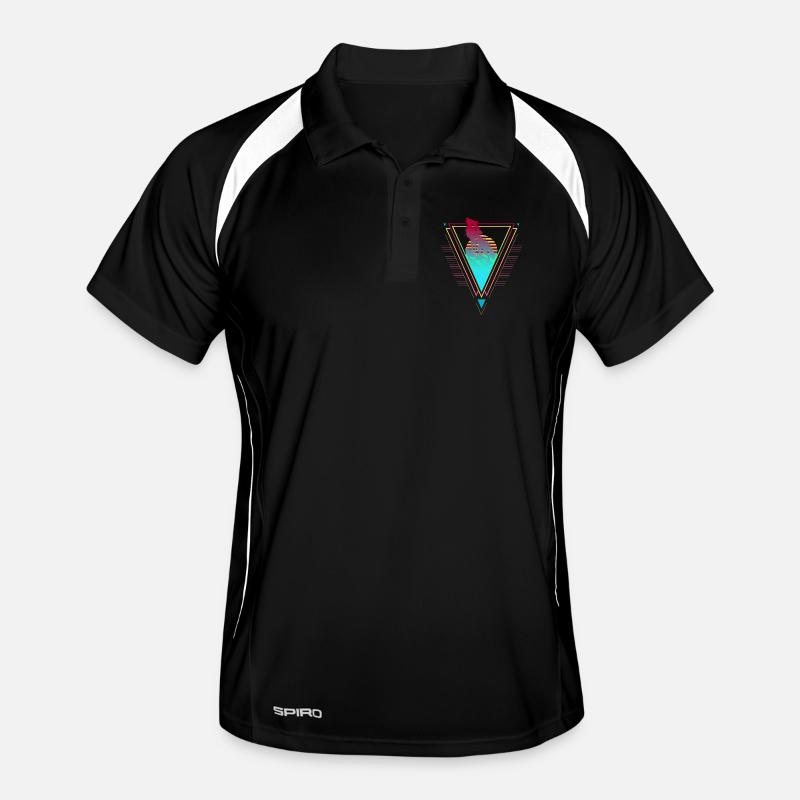 Coucher de soleil des années 90 et 80 de Wolf Vaporwave Synthwave Polo respirant Homme