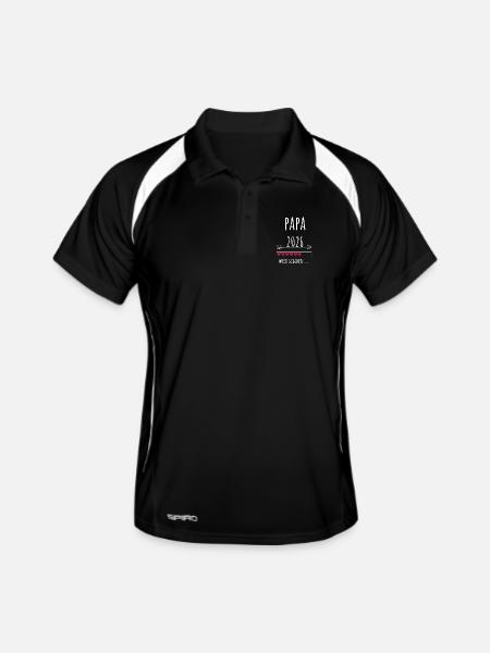 Werdender Papa 2026 Geschenk Schwangerschaft - Männer Polo atmungsaktiv - Schwarz/Weiß - Vorne