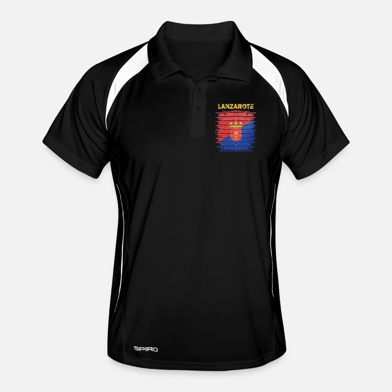 Lanzarote flag design with wave pattern Men's Polo breathable