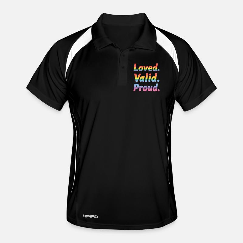 Loved Valid Proud – Pride Statement - Männer Polo atmungsaktiv - Schwarz/Weiß