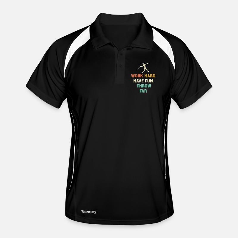 Work Hard, Throw Far Motif Men's Polo breathable