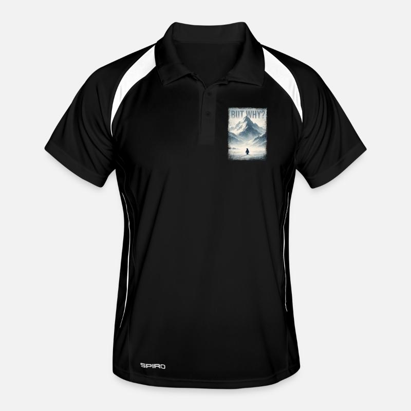 But Why Nihilist Penguin Meme Existential Humor Men's Polo breathable