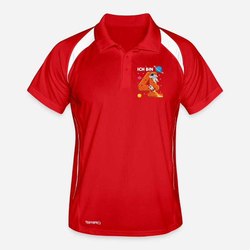 Ich bin 4 Astronaut Weltraum Geburtstag Männer Polo atmungsaktiv
