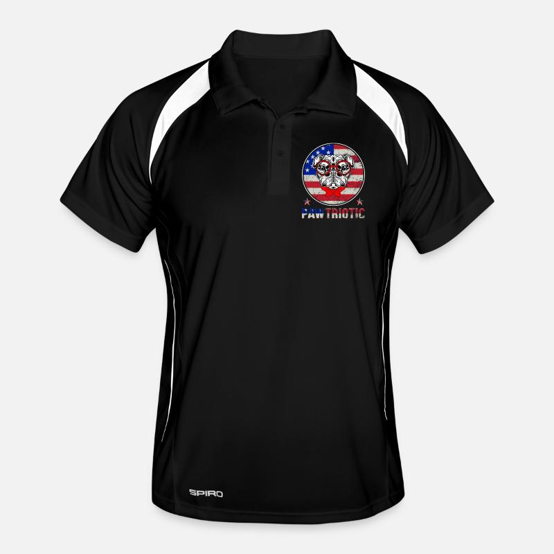 Mops-Patriot mit roter Brille Männer Polo atmungsaktiv