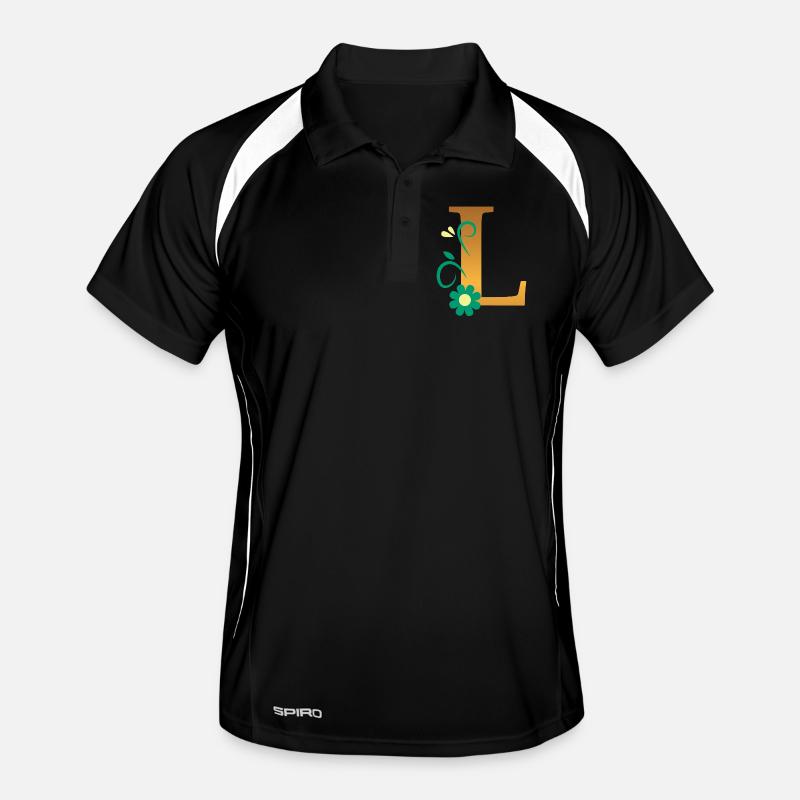 L - Männer Polo atmungsaktiv - Schwarz/Weiß