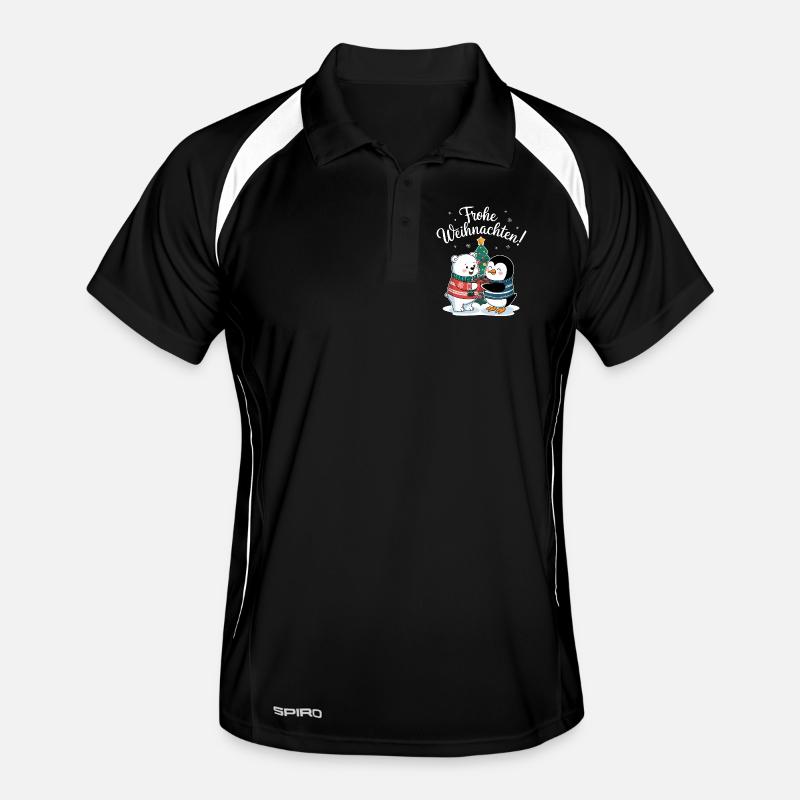 Eisbär Pinguin Weihnachtspullover süß Weihnachten - Männer Polo atmungsaktiv - Schwarz/Weiß