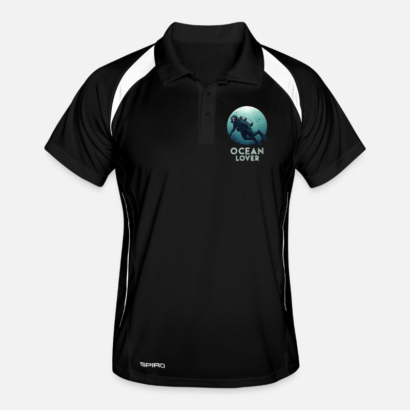 Ocean Lover Taucher - Männer Polo atmungsaktiv - Schwarz/Weiß