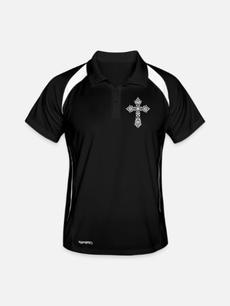 Ornate Tribal Cross - Men's Polo breathable - black/white - Front