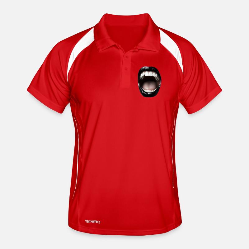 Bouche ouverte avec rouge à lèvres noir Polo respirant Homme