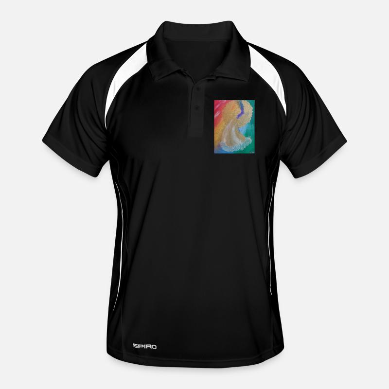 Regenbogenengel - Engel des Einklangs - Engelbild - Männer Polo atmungsaktiv - Schwarz/Weiß