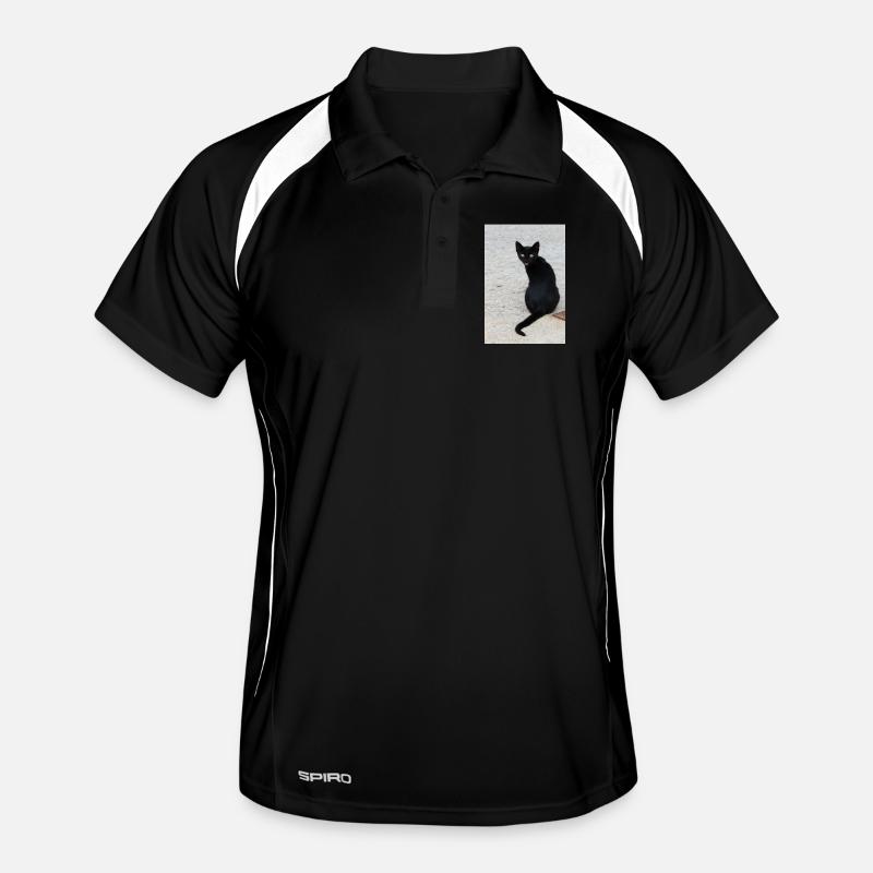 Katze schwarz Männer Polo atmungsaktiv