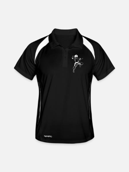 Karate Junge Skizze - Männer Polo atmungsaktiv - Schwarz/Weiß - Vorne