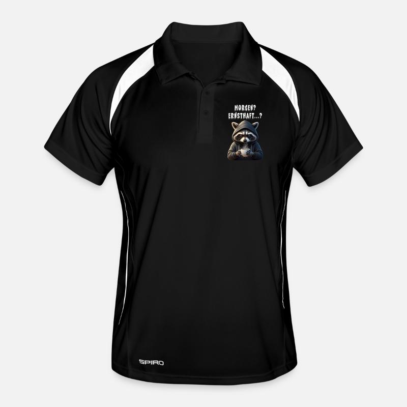 Morgenmuffel Waschbär mit Kaffee Polo respirant Homme
